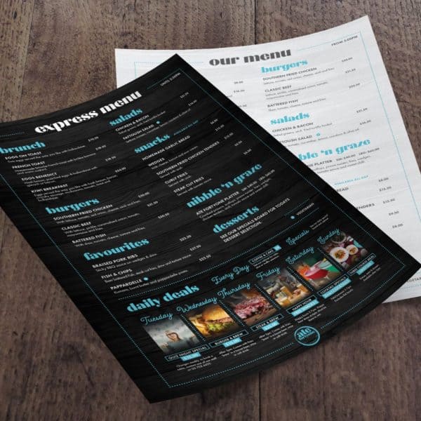 Ate Fortyone restaurant and bar menu design sample